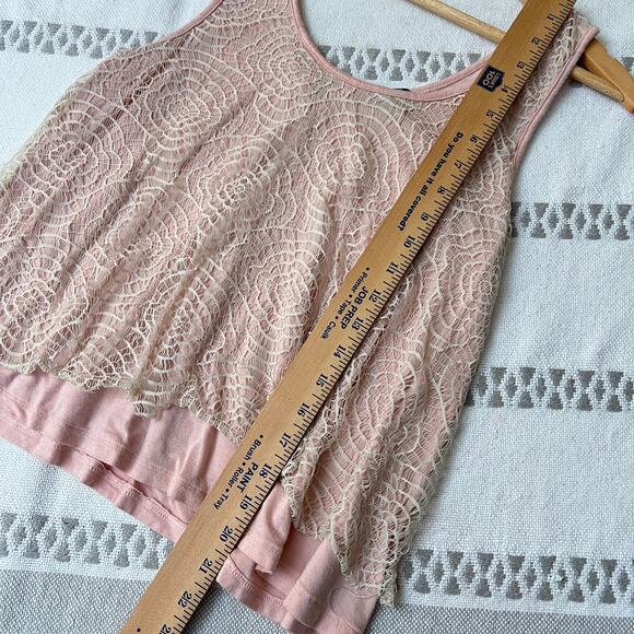 MissChievous Blouse Pink Barbie Coquette Lace Tank Sleeveless Layered Scoop Neck - Picture 4 of 10